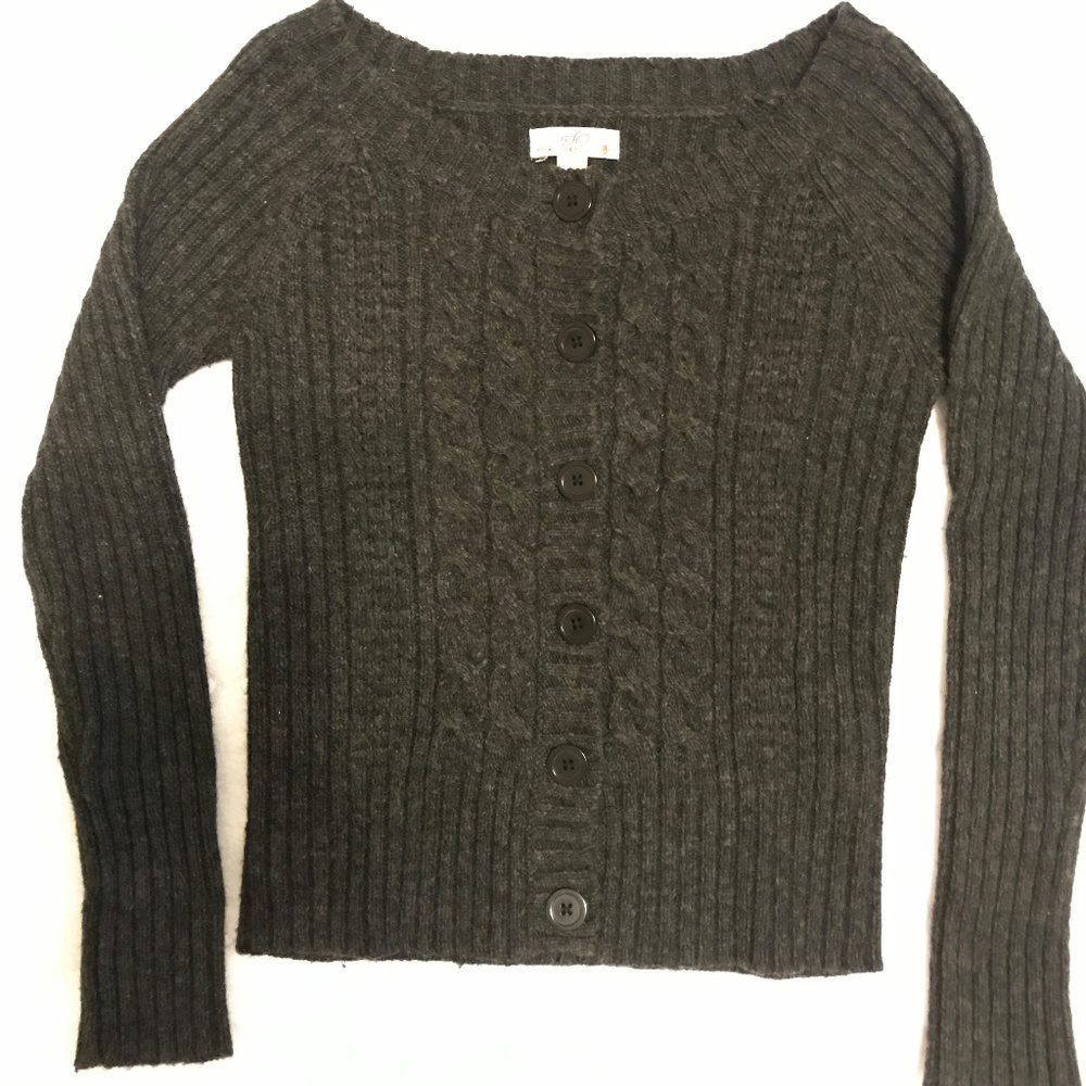 Wool blend Gray Cable Cardigan - Picture 3 of 8